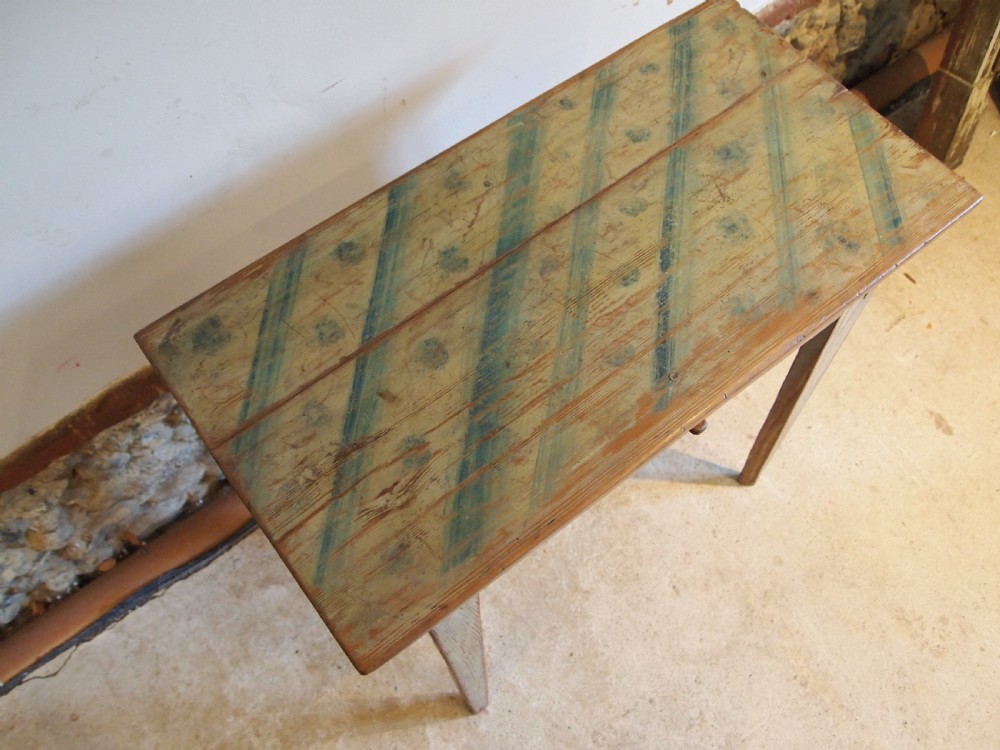 Table rare small Swedish painted side hall or lamp c1820 View III