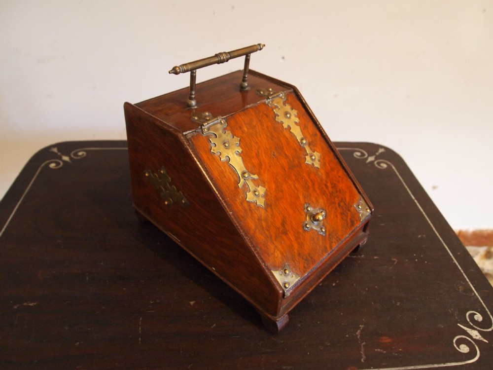 Tea Caddy rare miniature Victorian coal scuttle dated 1889