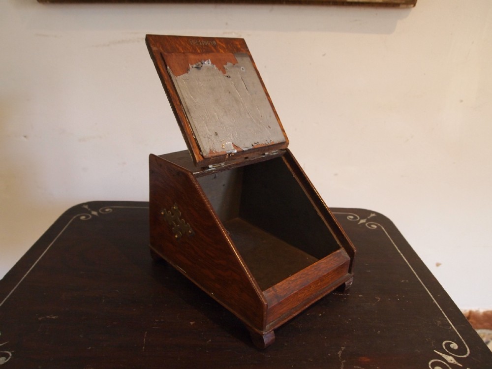 Tea Caddy rare miniature Victorian coal scuttle dated 1889 View II