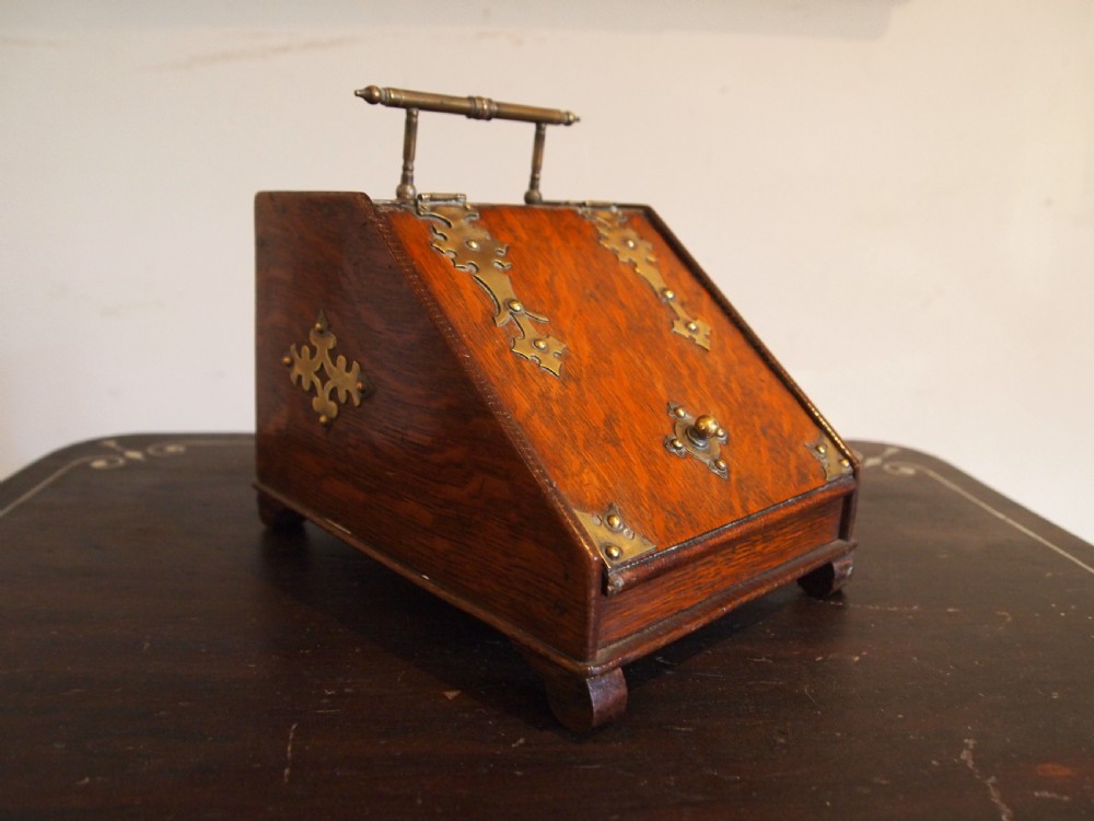 Tea Caddy rare miniature Victorian coal scuttle dated 1889 View VI