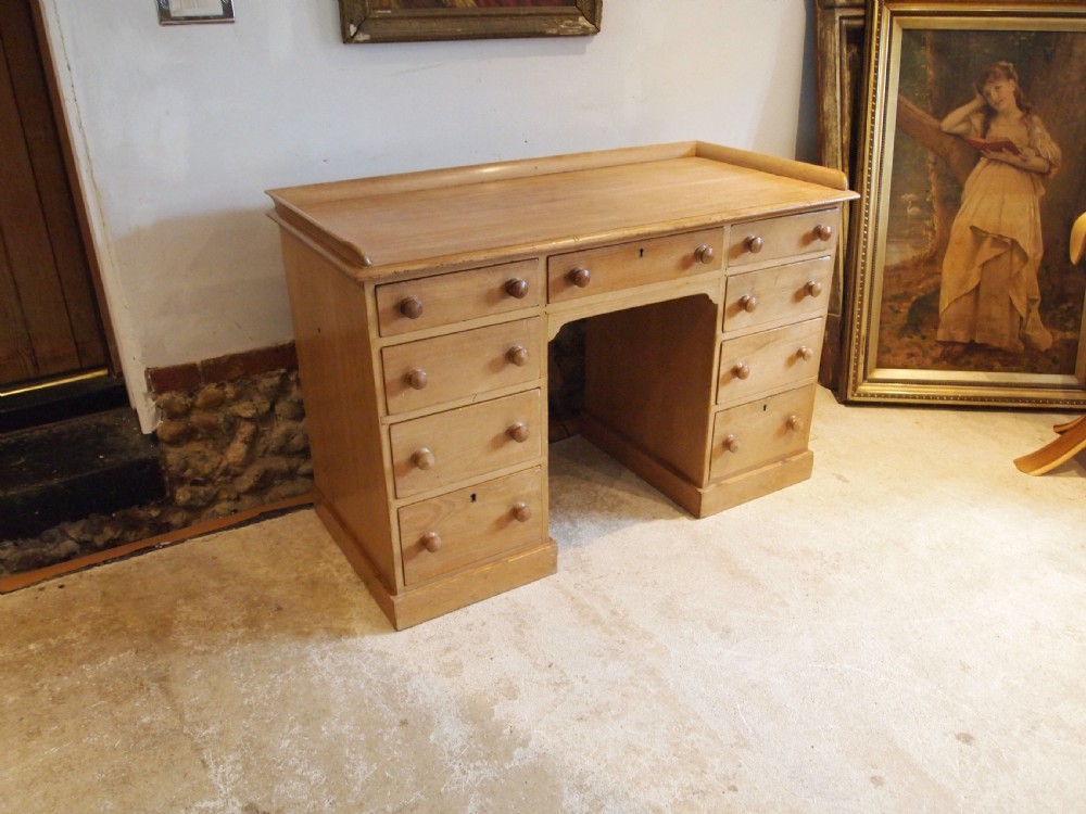 Desk rare Victorian Pine kneehole desk c1870
