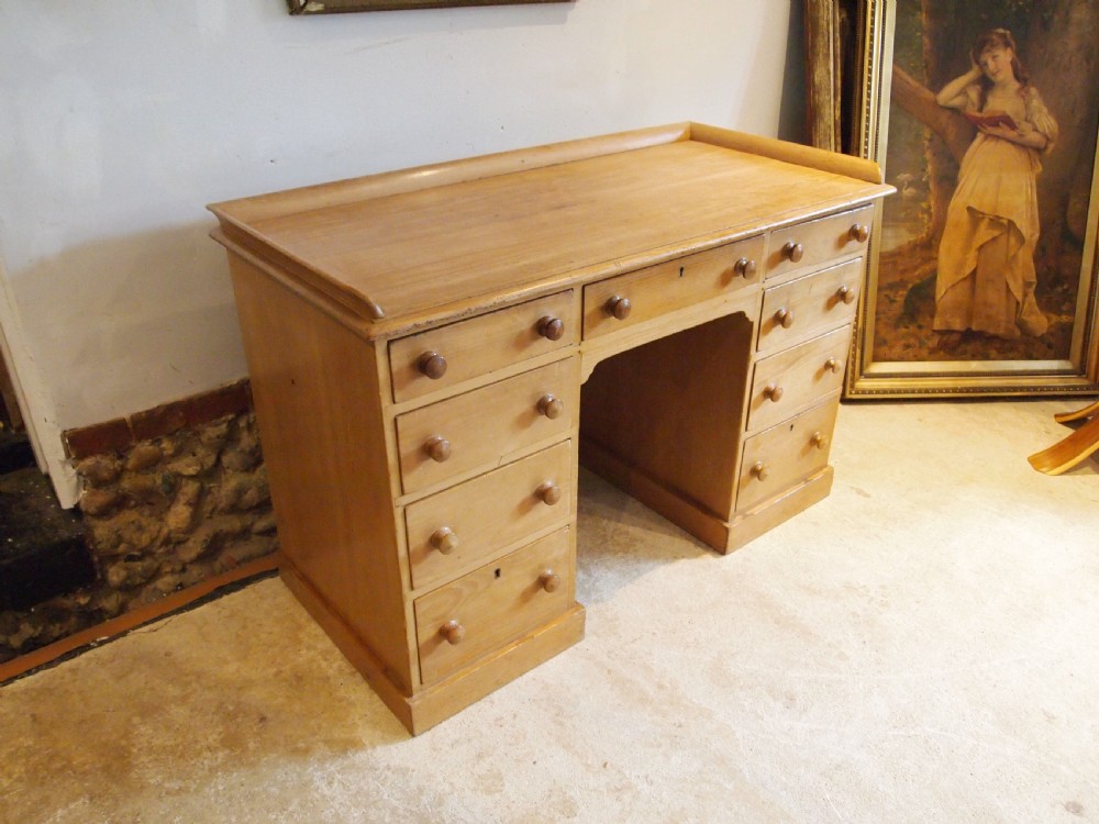 Desk rare Victorian Pine kneehole desk c1870 View II