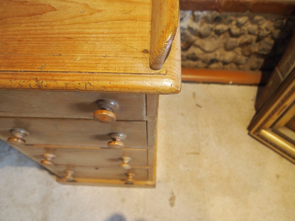 Desk rare Victorian Pine kneehole desk c1870 View V