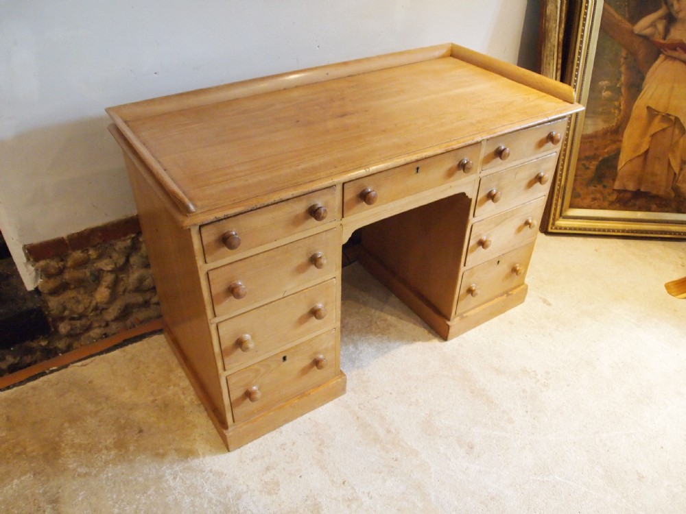 Desk rare Victorian Pine kneehole desk c1870 View VII