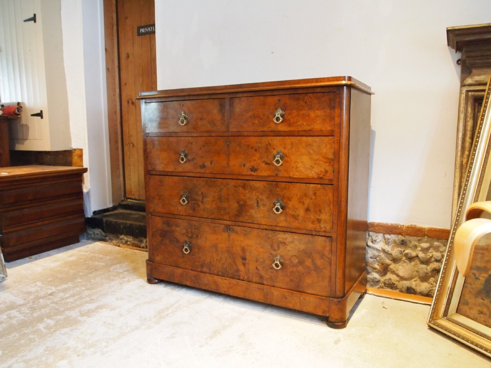 Chest of drawers Fine Burr Walnut Victorian c1870