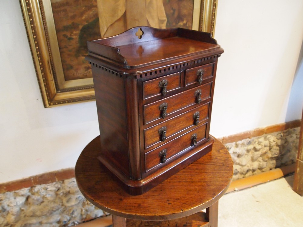 Chest of drawers rare miniature apprentice Victorian Arts and Crafts Walnut  