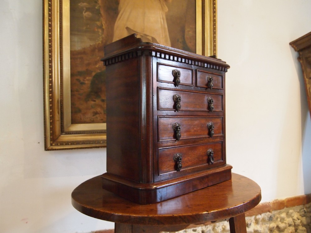 Chest of drawers rare miniature apprentice Victorian Arts and Crafts Walnut   View III