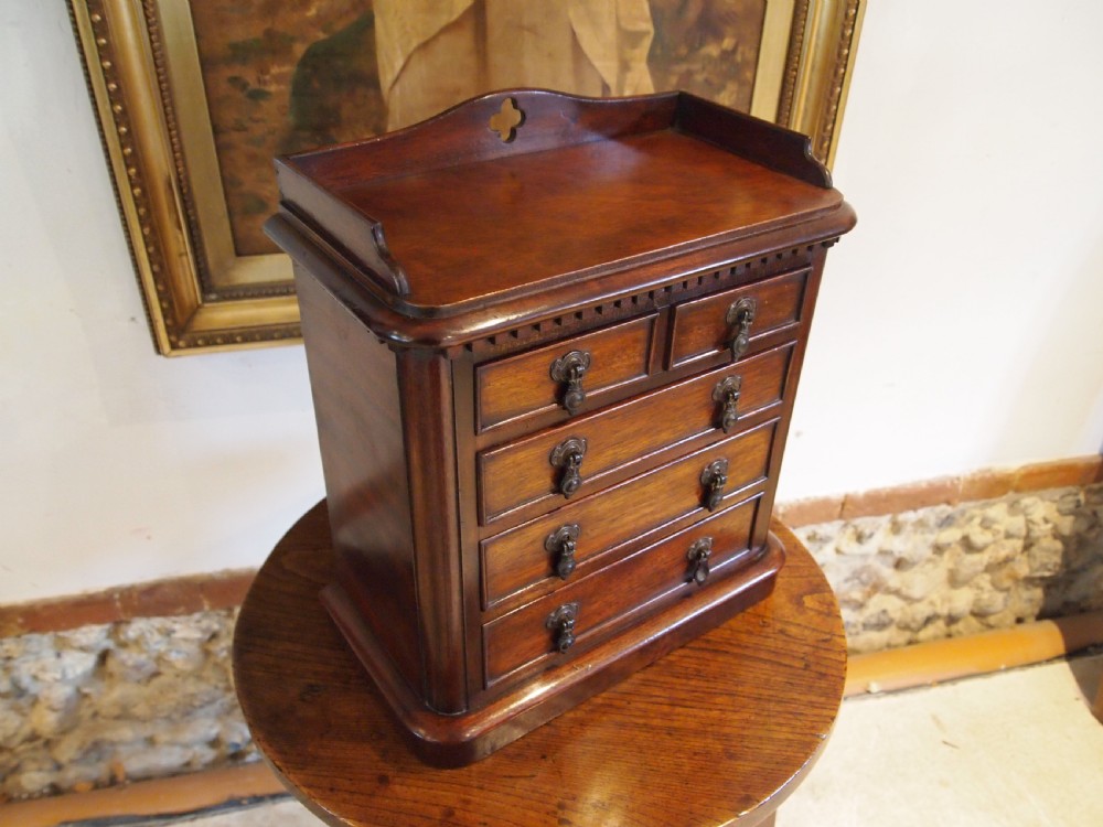 Chest of drawers rare miniature apprentice Victorian Arts and Crafts Walnut   View IV