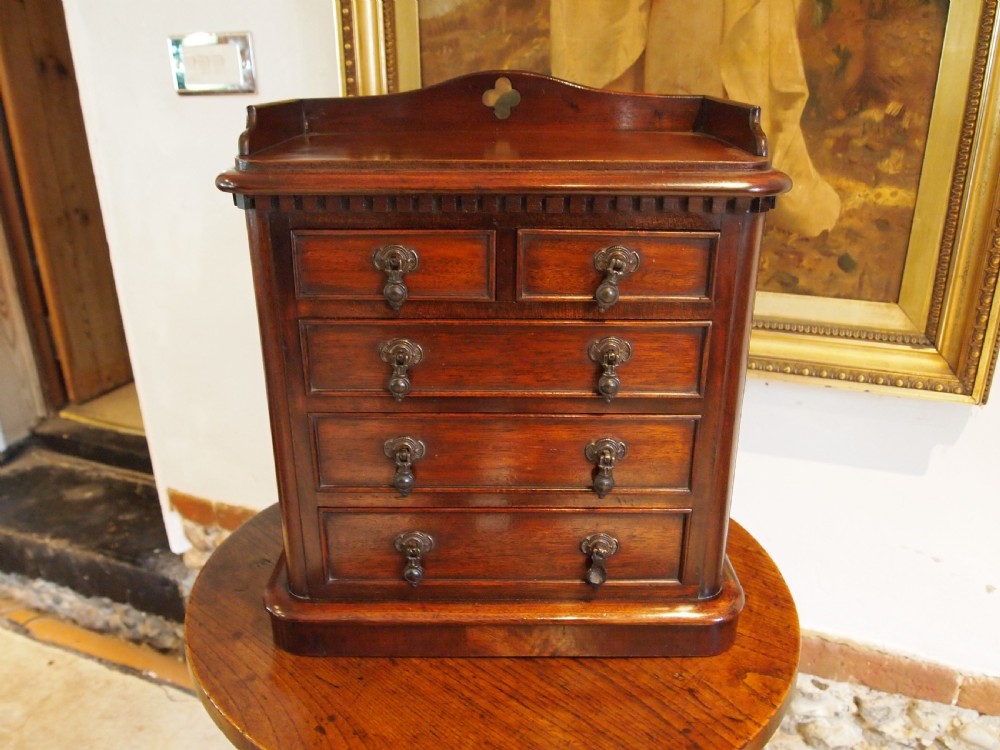 Chest of drawers rare miniature apprentice Victorian Arts and Crafts Walnut   View V