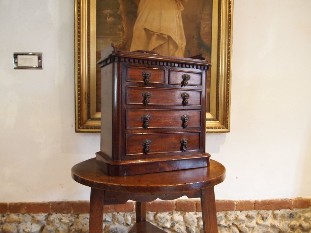 Chest of drawers rare miniature apprentice Victorian Arts and Crafts Walnut   View VI
