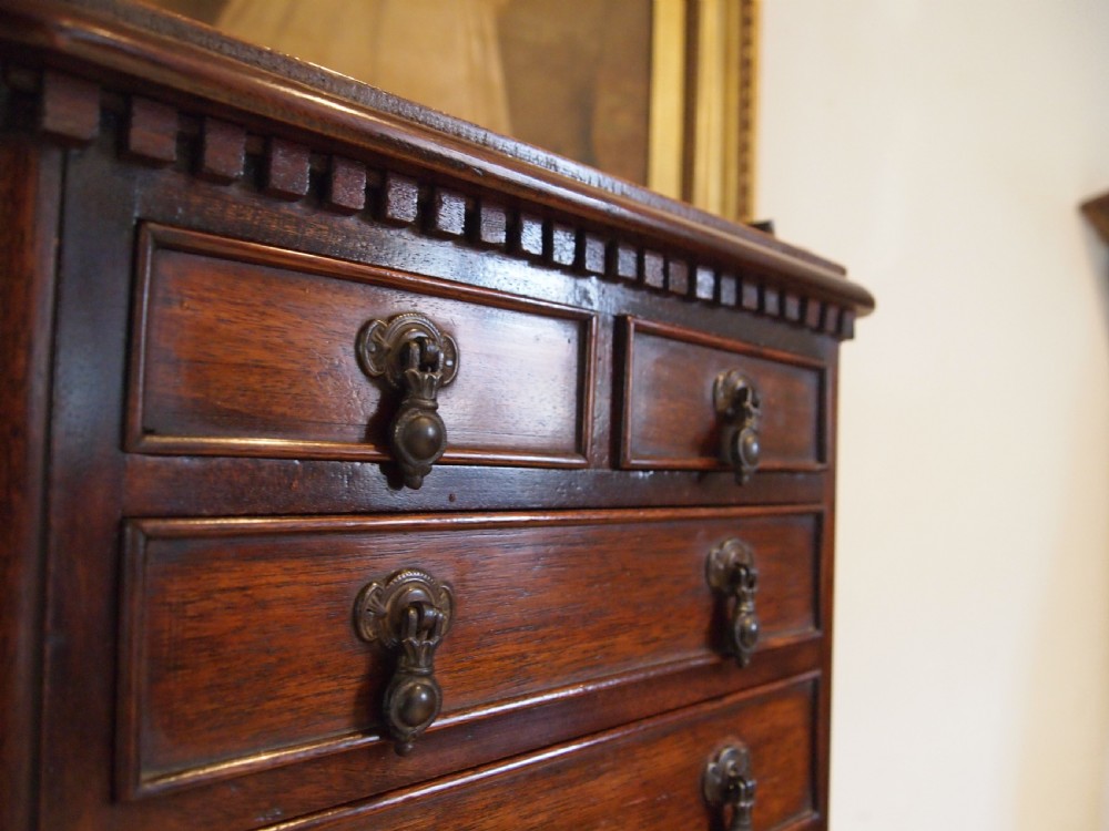 Chest of drawers rare miniature apprentice Victorian Arts and Crafts Walnut   View XII
