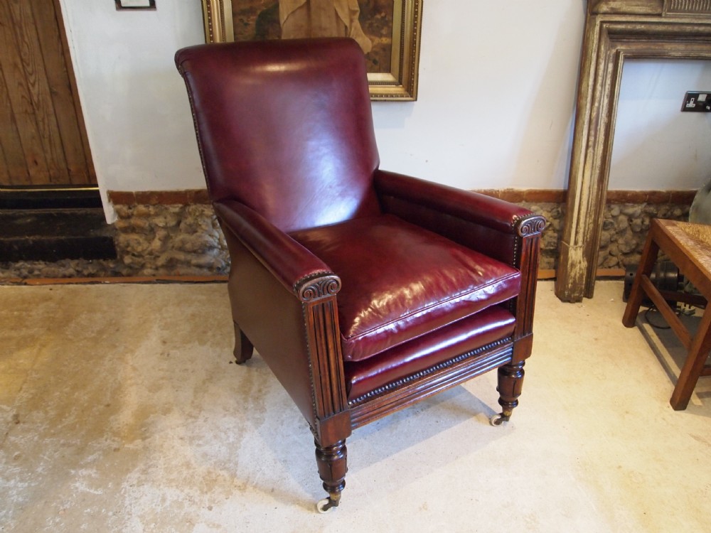 Chair stunning William IV large leather armchair c1830 View II
