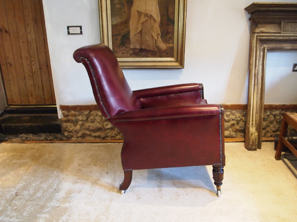 Chair stunning William IV large leather armchair c1830 View III