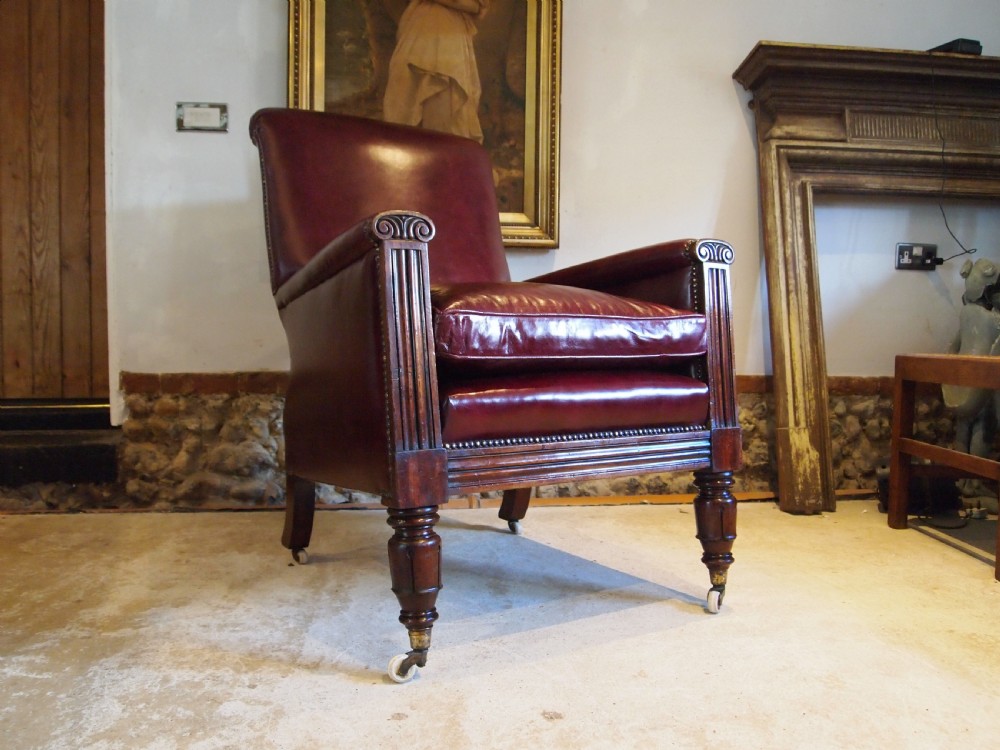 Chair stunning William IV large leather armchair c1830 View VI