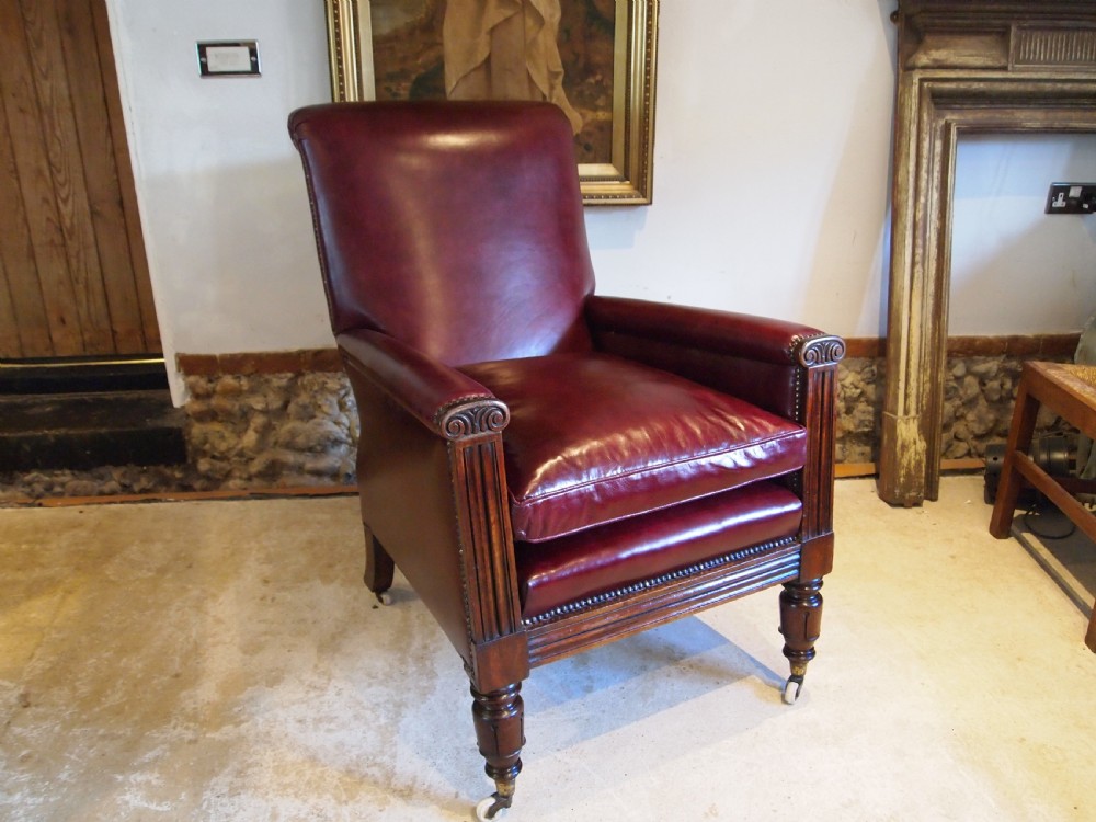Chair stunning William IV large leather armchair c1830 View VII