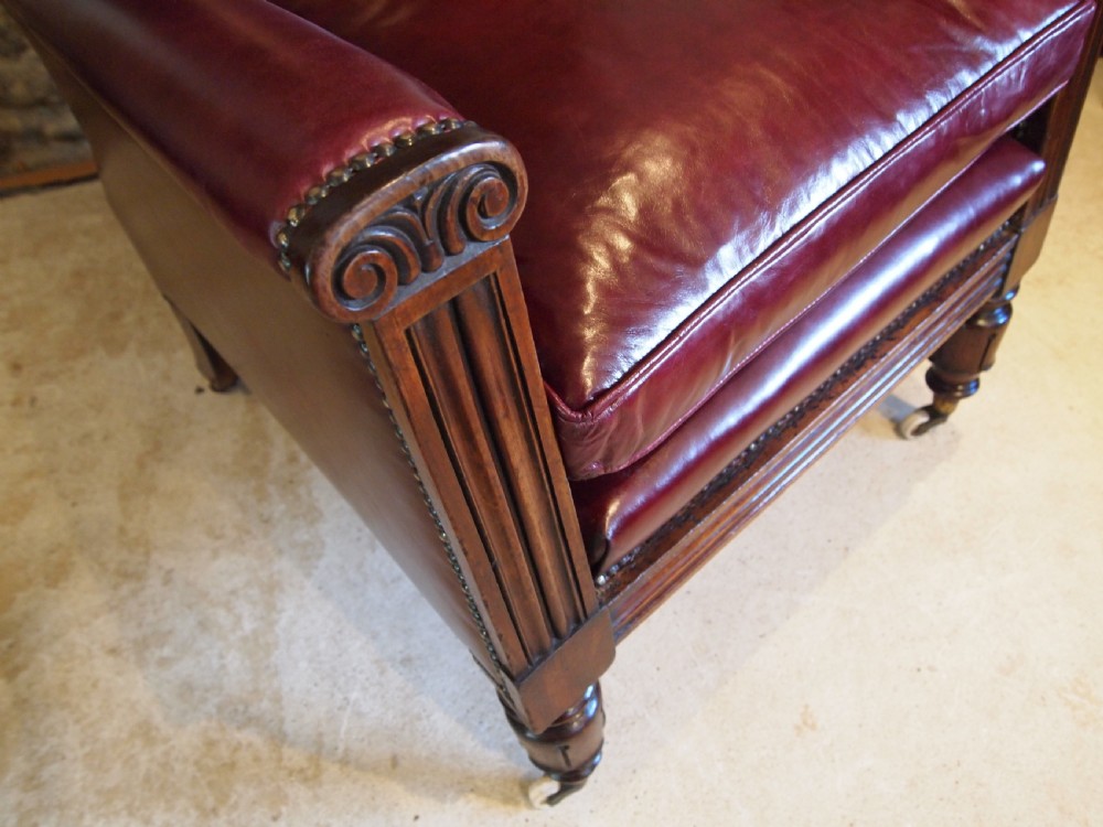 Chair stunning William IV large leather armchair c1830 View VIII