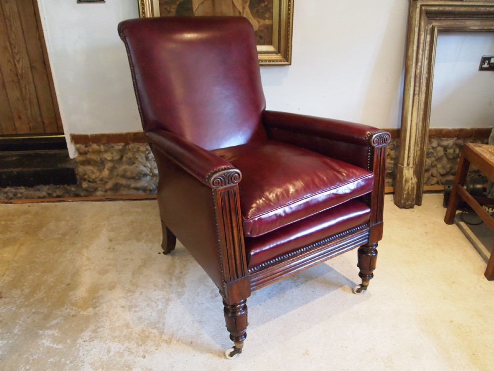Chair stunning William IV large leather armchair c1830 View IX