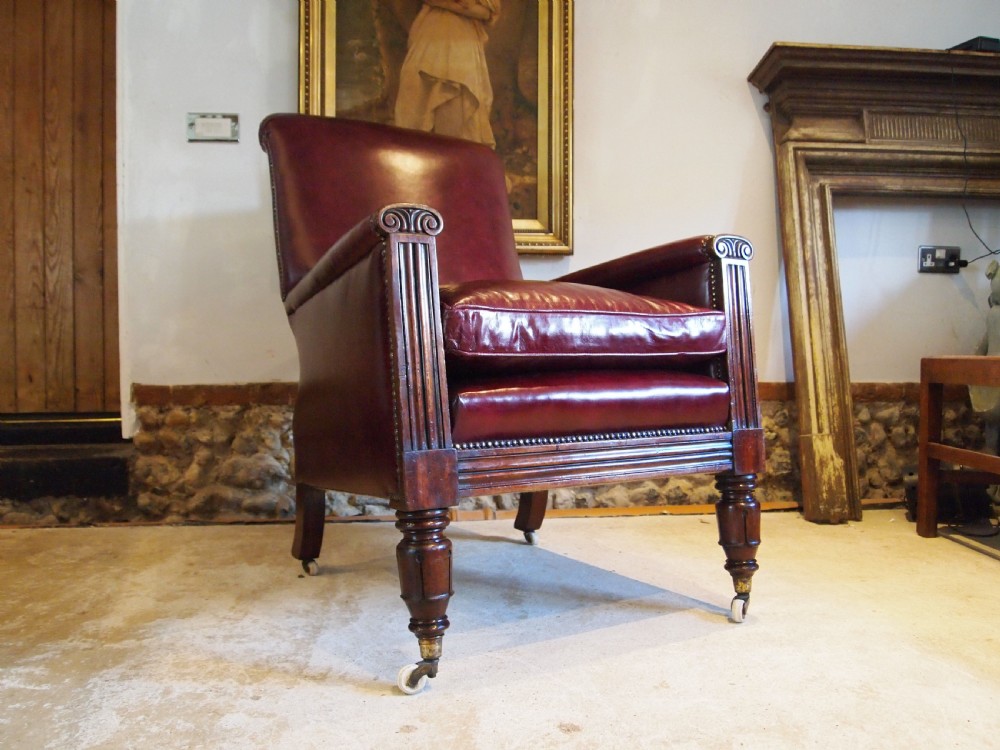 Chair stunning William IV large leather armchair c1830 View XIII