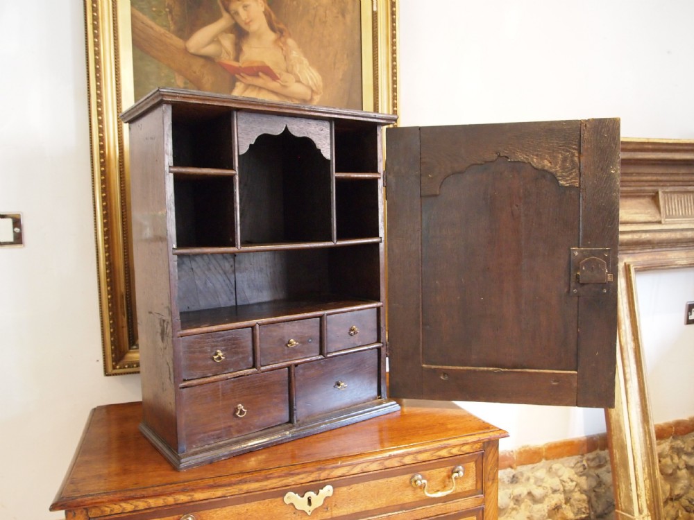 Cupboard rare George I Oak spice cupboard c1720 View II