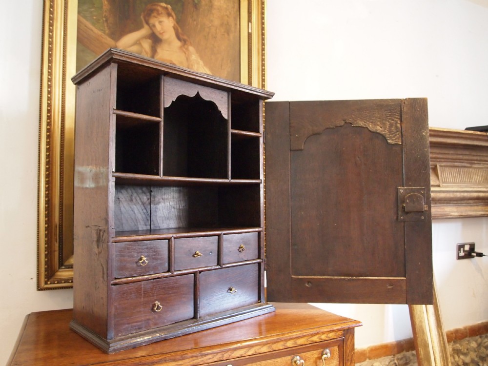 Cupboard rare George I Oak spice cupboard c1720 View XV