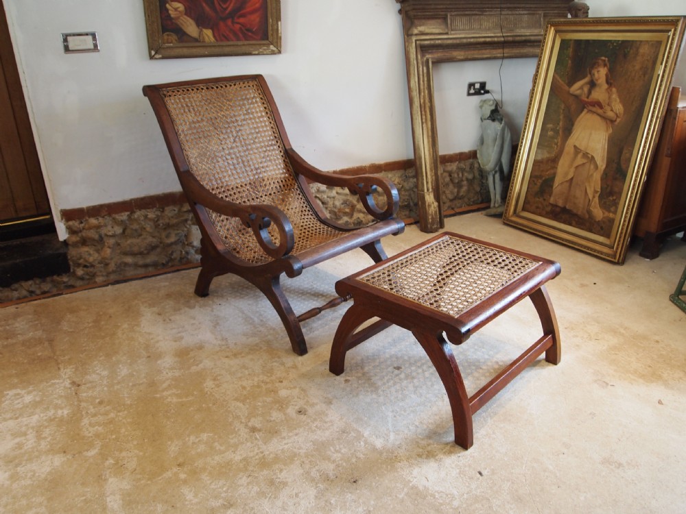 Chair the most comfortable rare Colonial easy chair & stool/tableTeak c1920 View VII