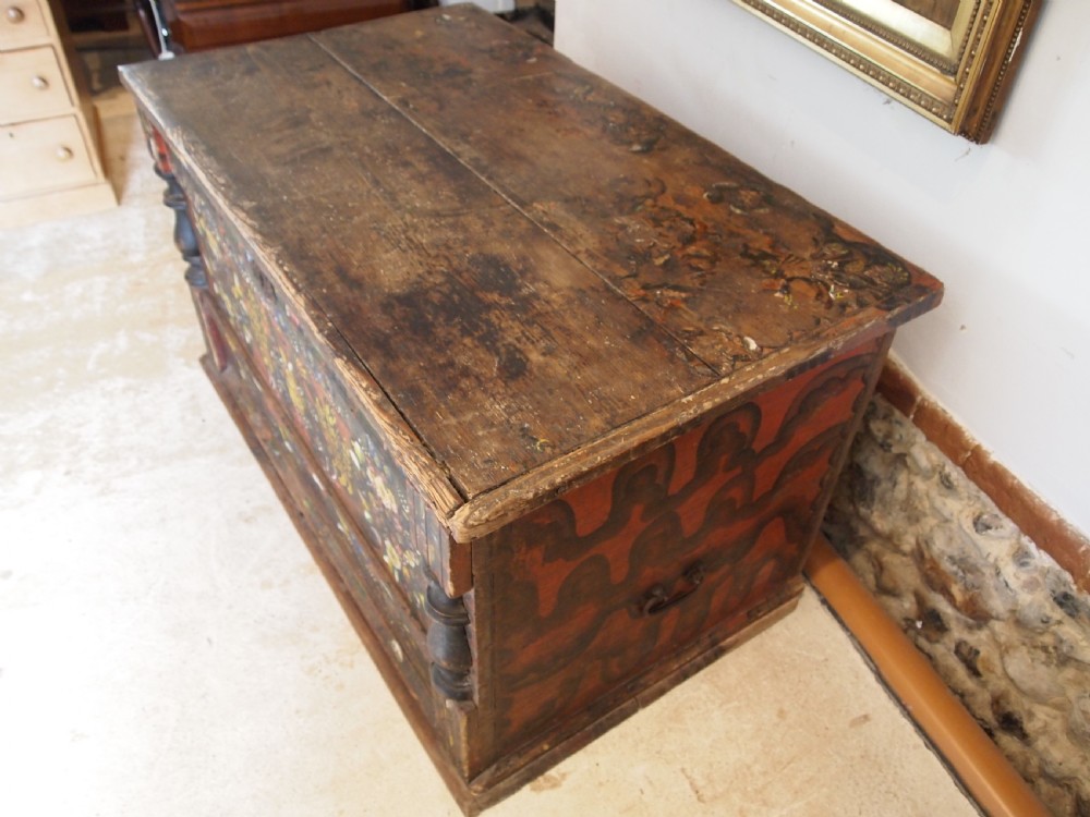 Box chest coffer superb painted Pine Norwegian dated 1912 View XI