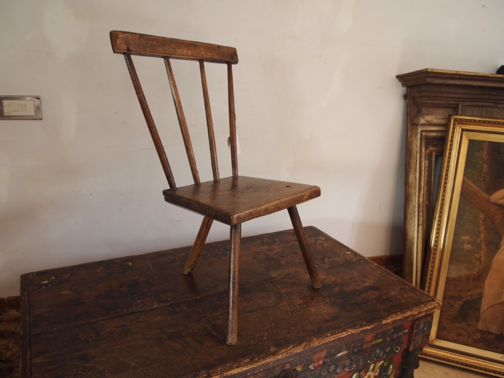 Chair rare simple primitive Welsh stick back Ash George III c1800