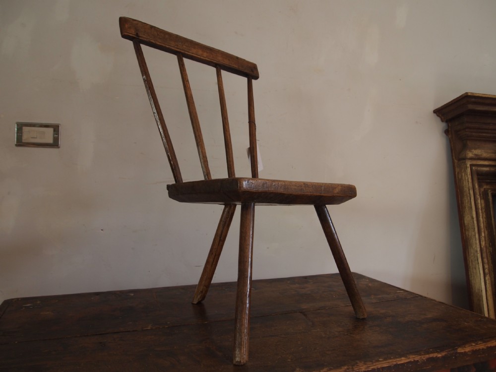 Chair rare simple primitive Welsh stick back Ash George III c1800 View VIII