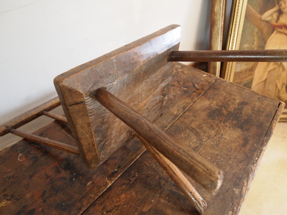 Chair rare simple primitive Welsh stick back Ash George III c1800 View IX