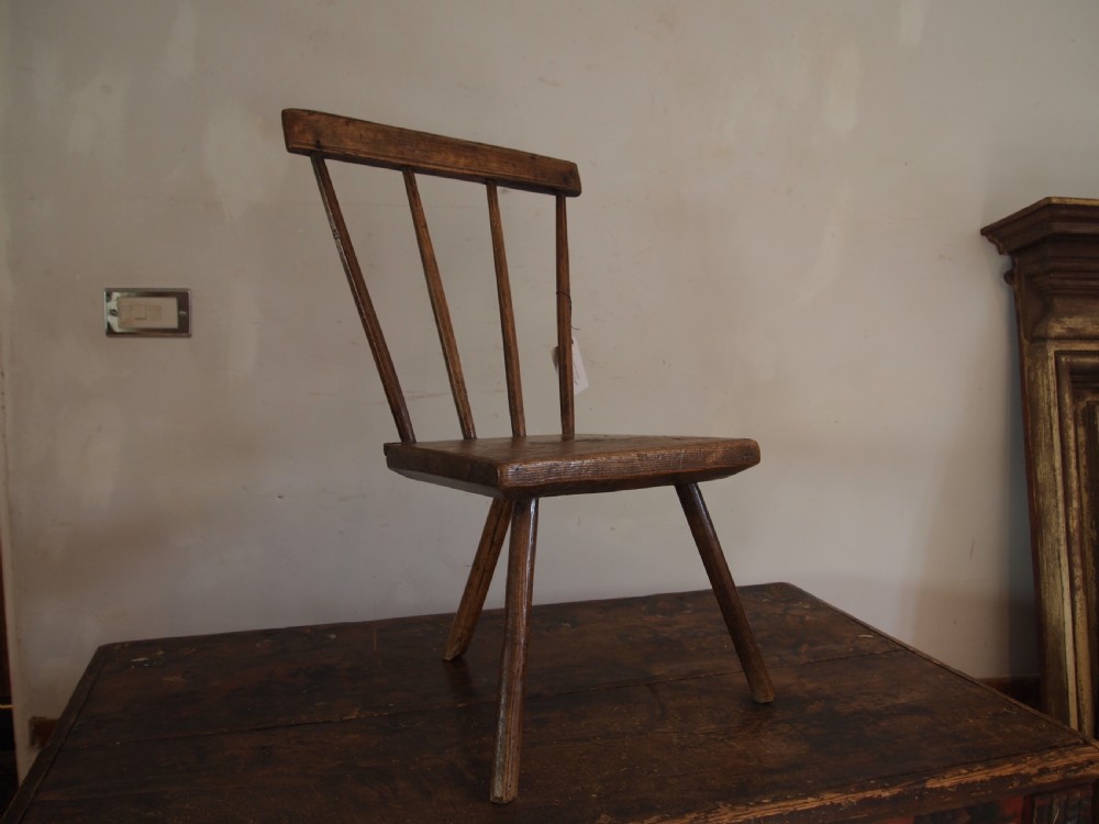 Chair rare simple primitive Welsh stick back Ash George III c1800 View X