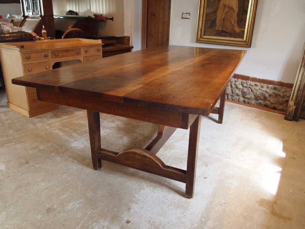 Table rare French Bretagne refectory farmhouse dining Walnut c1890