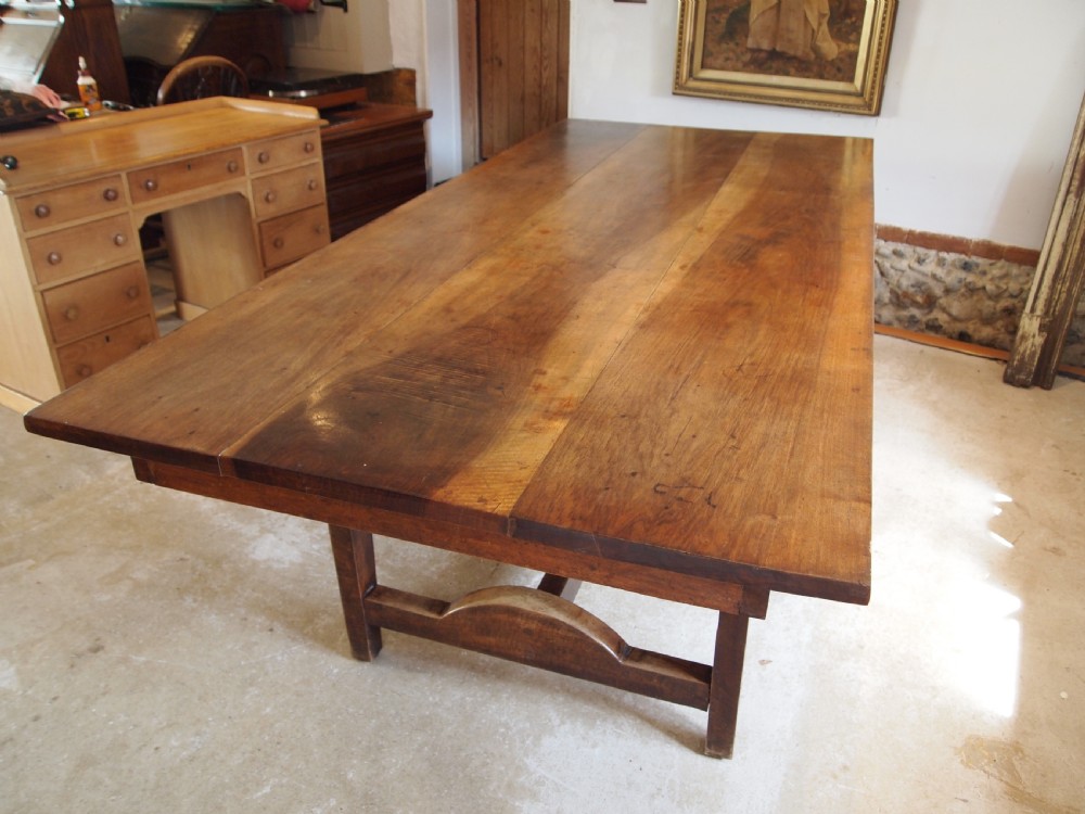 Table rare French Bretagne refectory farmhouse dining Walnut c1890 View V