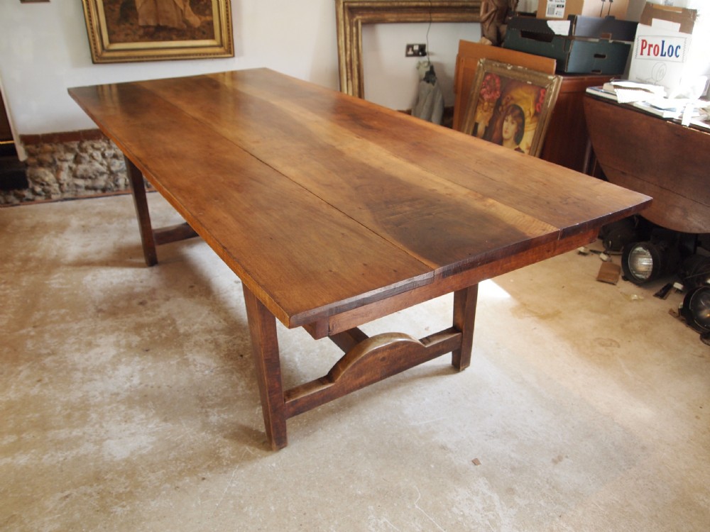 Table rare French Bretagne refectory farmhouse dining Walnut c1890 View X