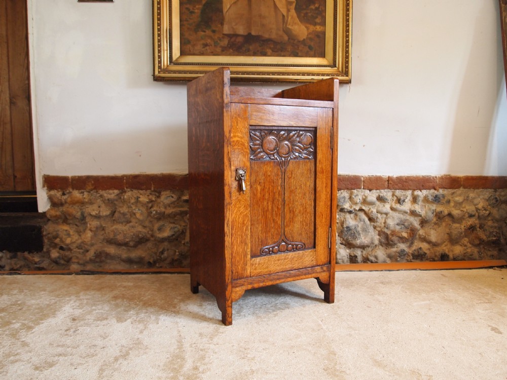 Bedside cupboard cabinet Arts and Crafts Oak Henry Barker c1900