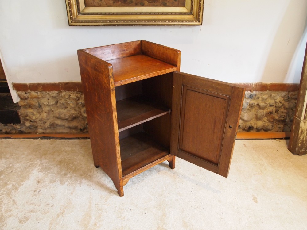 Bedside cupboard cabinet Arts and Crafts Oak Henry Barker c1900 View V