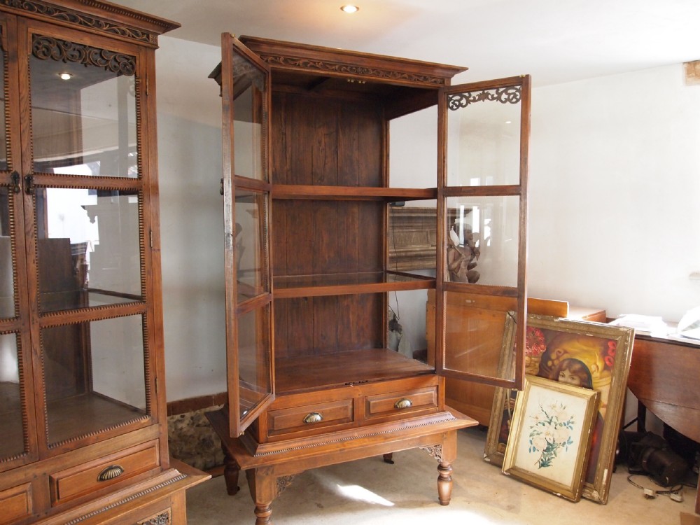 Cabinets bookcase stunning rare pair colonial Teak c1920 View VIII