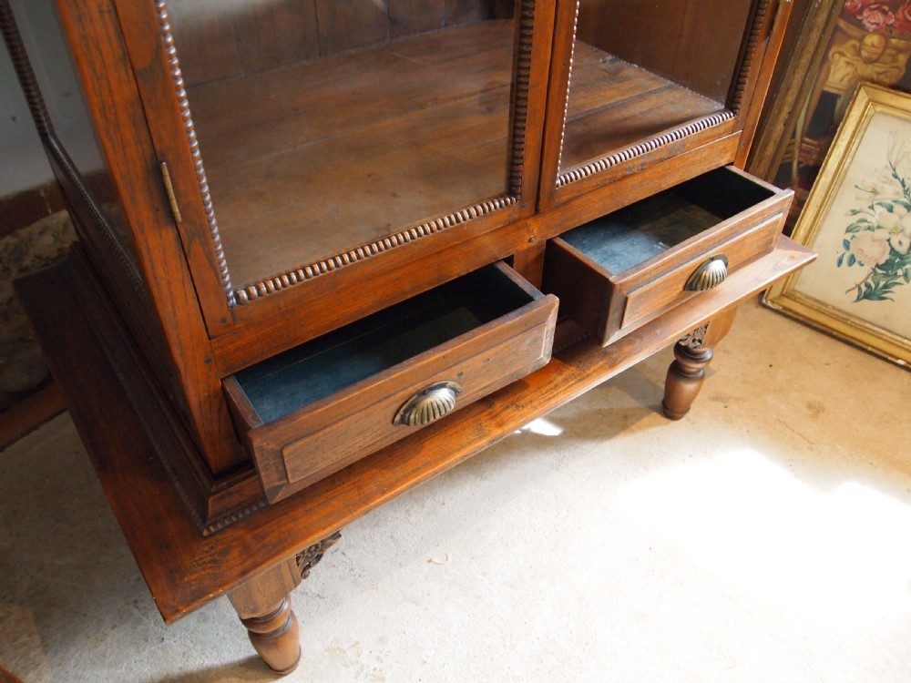 Cabinets bookcase stunning rare pair colonial Teak c1920 View X