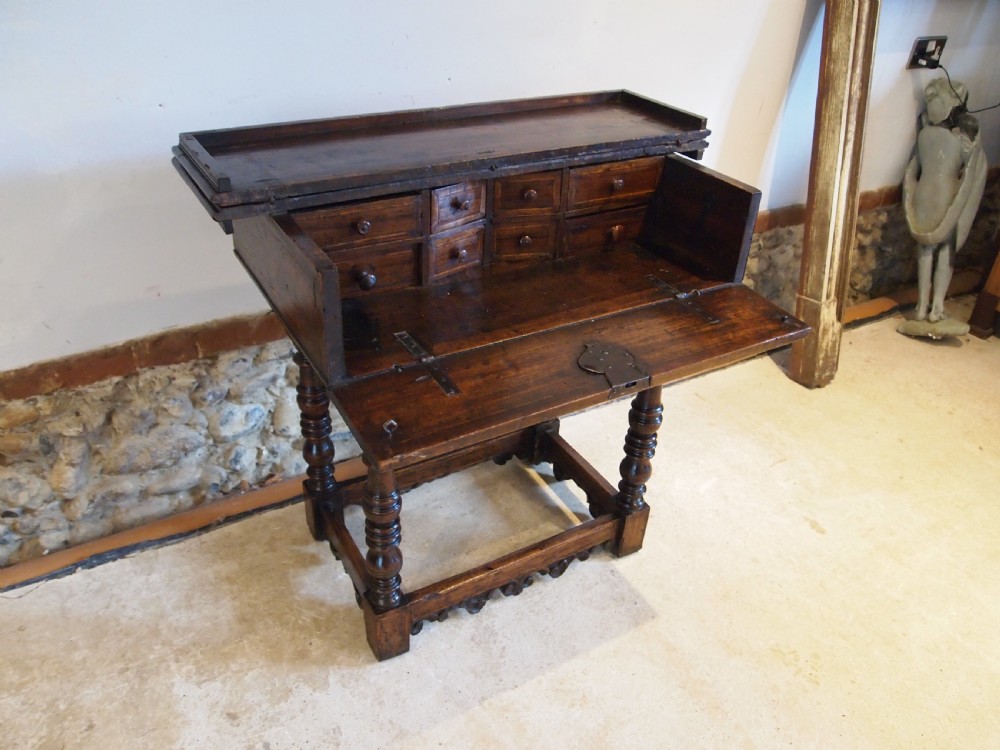 Rare 17th Century Spanish writing table side hall console Walnut c1680