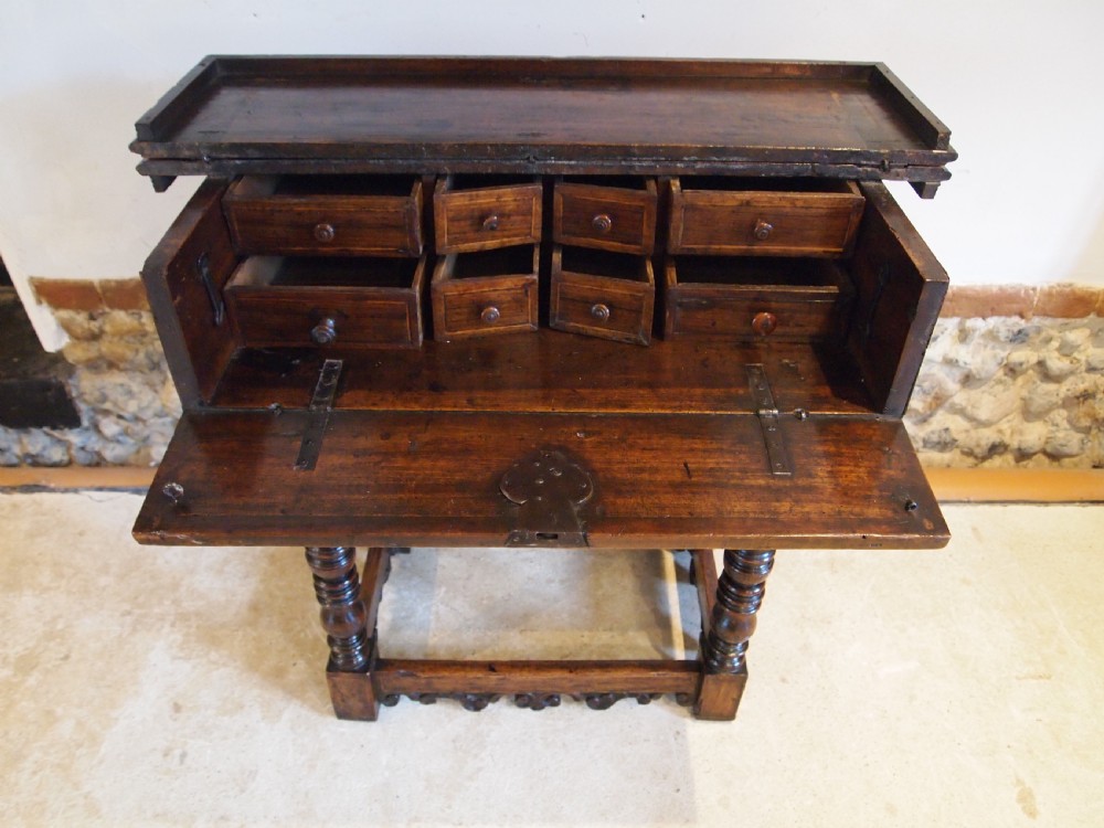 Rare 17th Century Spanish writing table side hall console Walnut c1680 View X