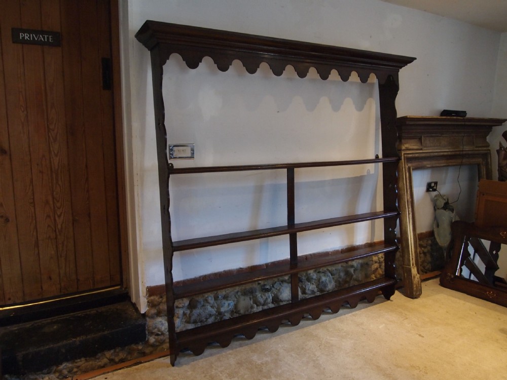 Rare large George III Oak and Elm Delft or plate rack c1770