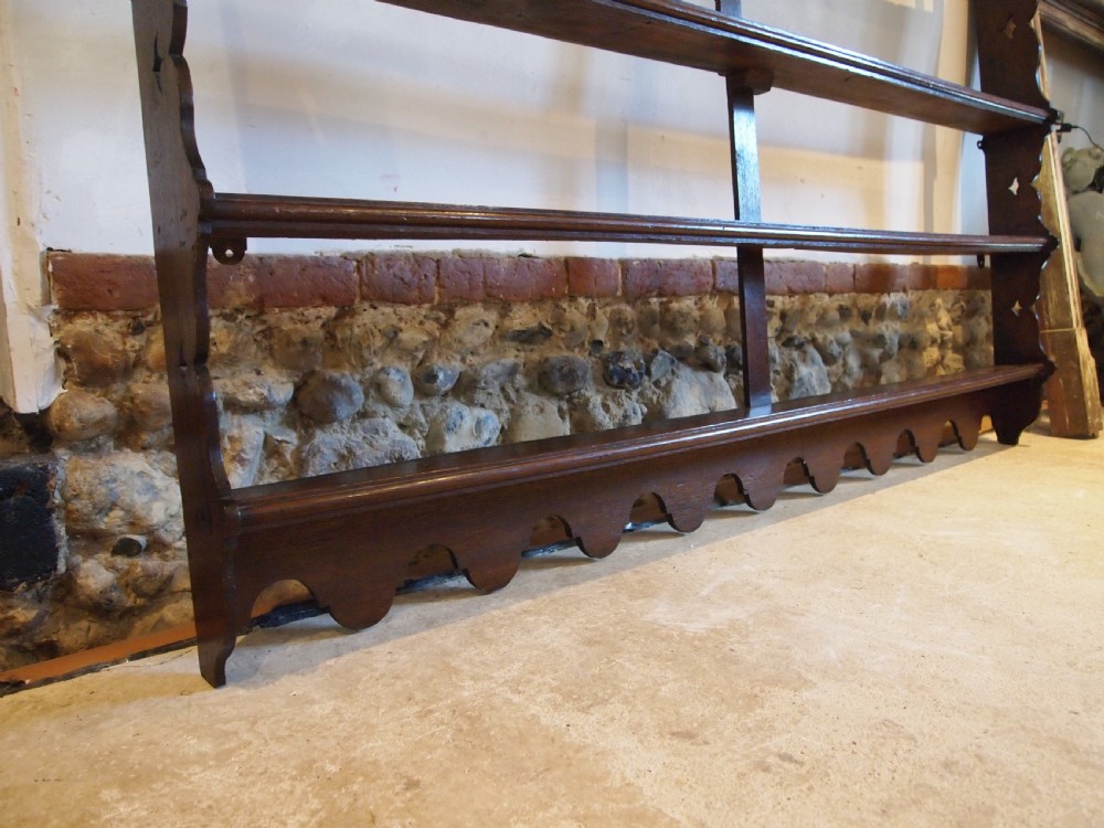 Rare large George III Oak and Elm Delft or plate rack c1770 View VI