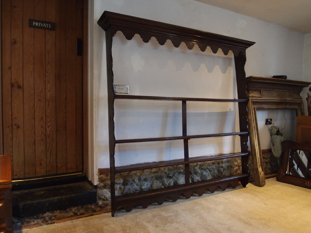 Rare large George III Oak and Elm Delft or plate rack c1770 View IX