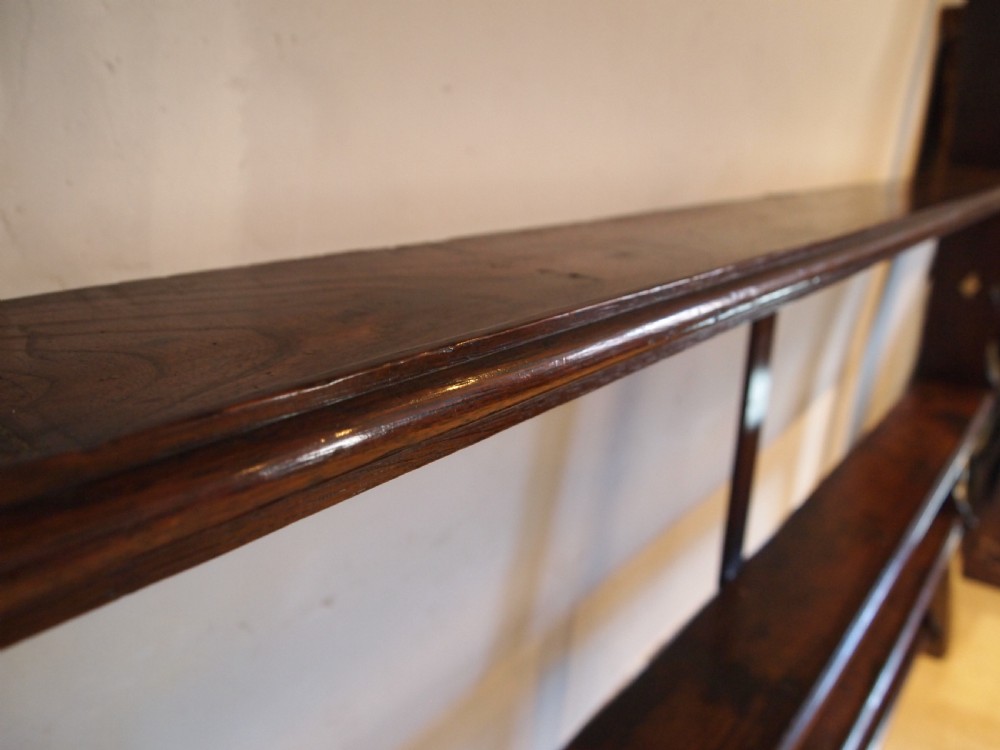 Rare large George III Oak and Elm Delft or plate rack c1770 View X