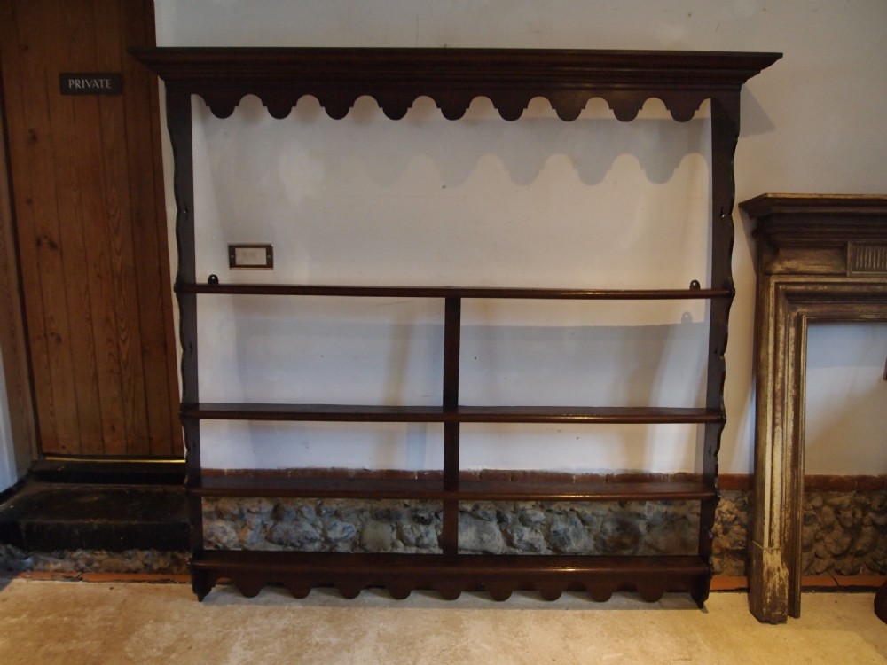Rare large George III Oak and Elm Delft or plate rack c1770 View XI