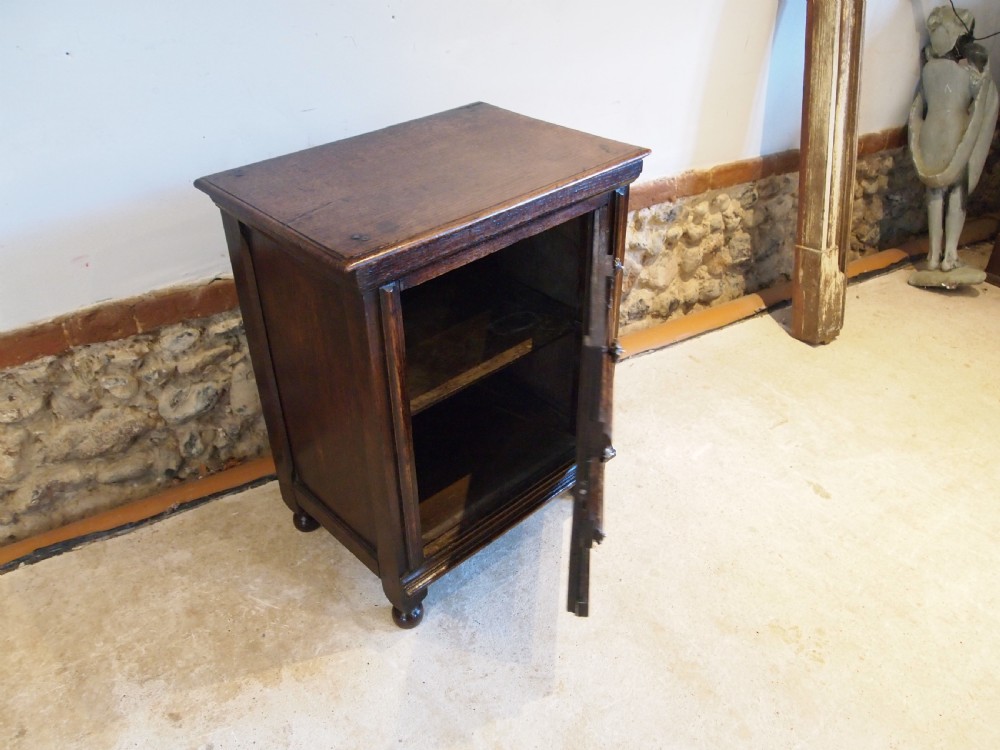 Rare George I Oak bedside cupboard cabinet c1720 View V