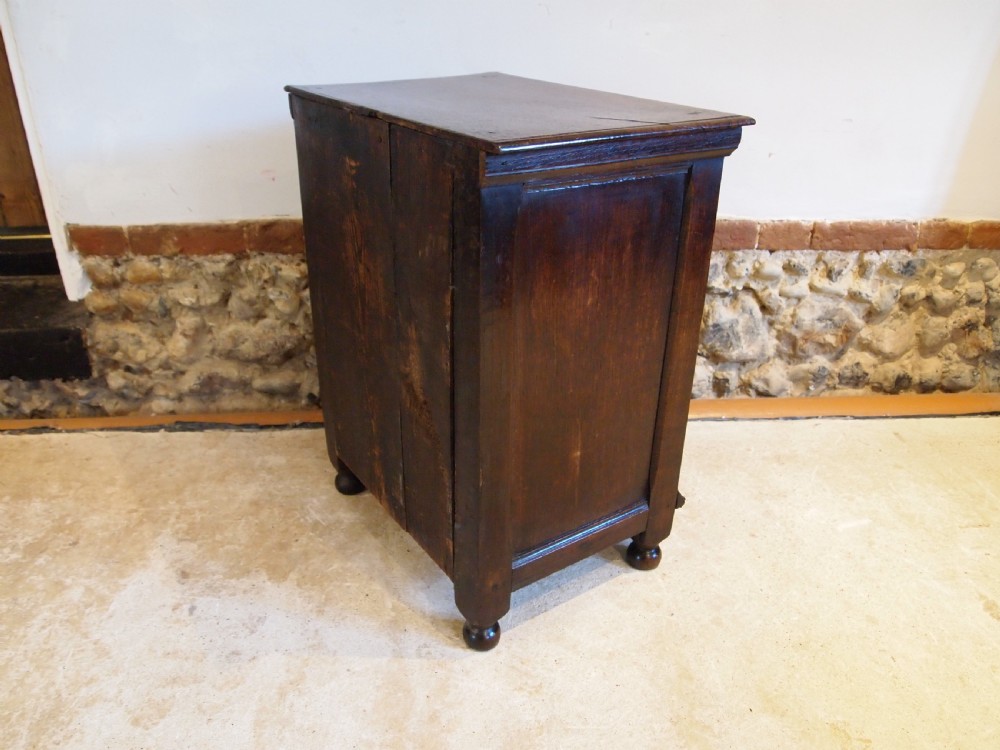 Rare George I Oak bedside cupboard cabinet c1720 View VI