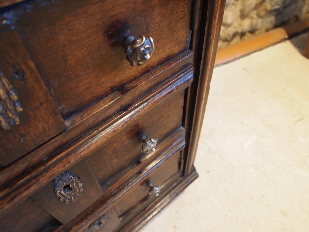 Rare George I Oak bedside cupboard cabinet c1720 View VIII
