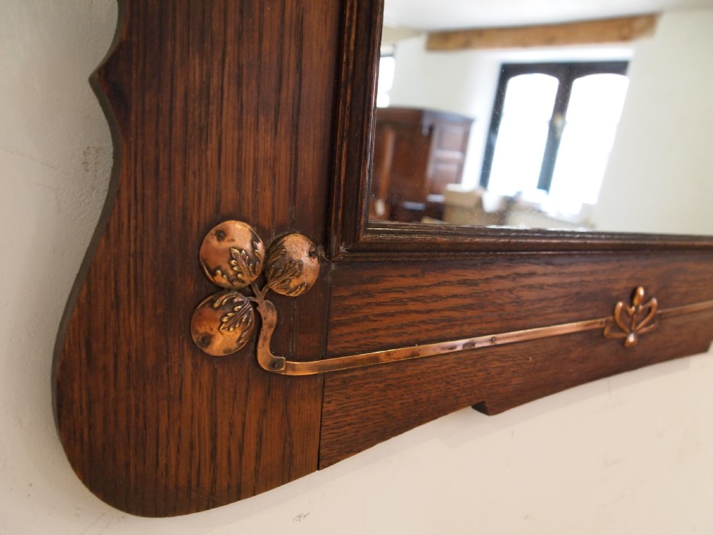 Mirror Arts and Crafts Oak Copper c1900 View III