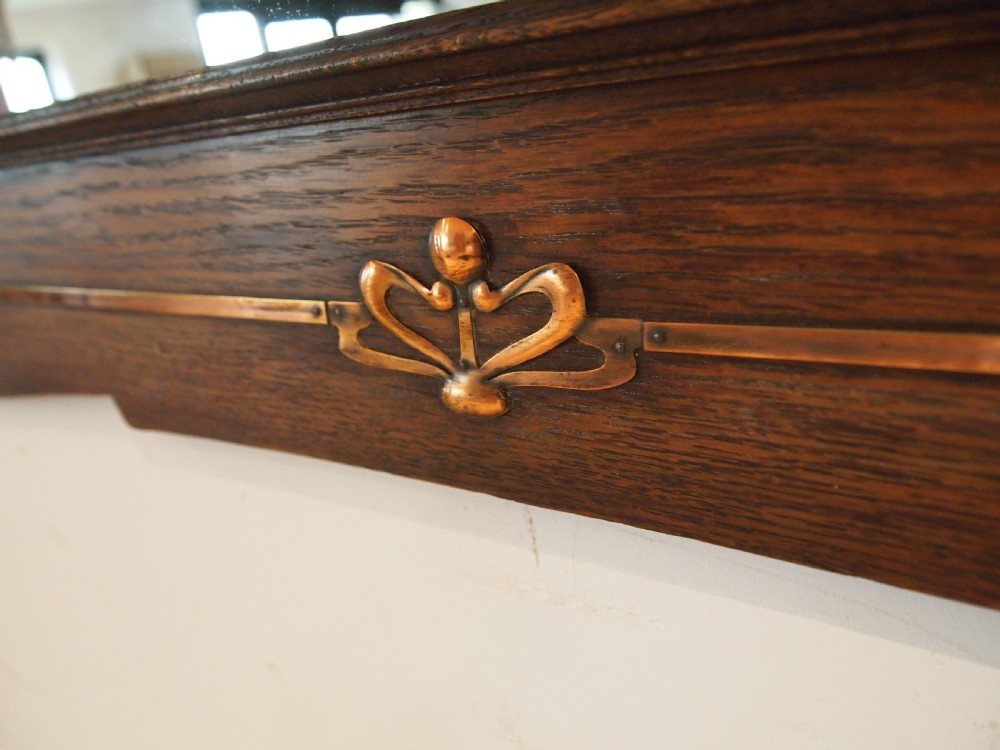 Mirror Arts and Crafts Oak Copper c1900 View VI