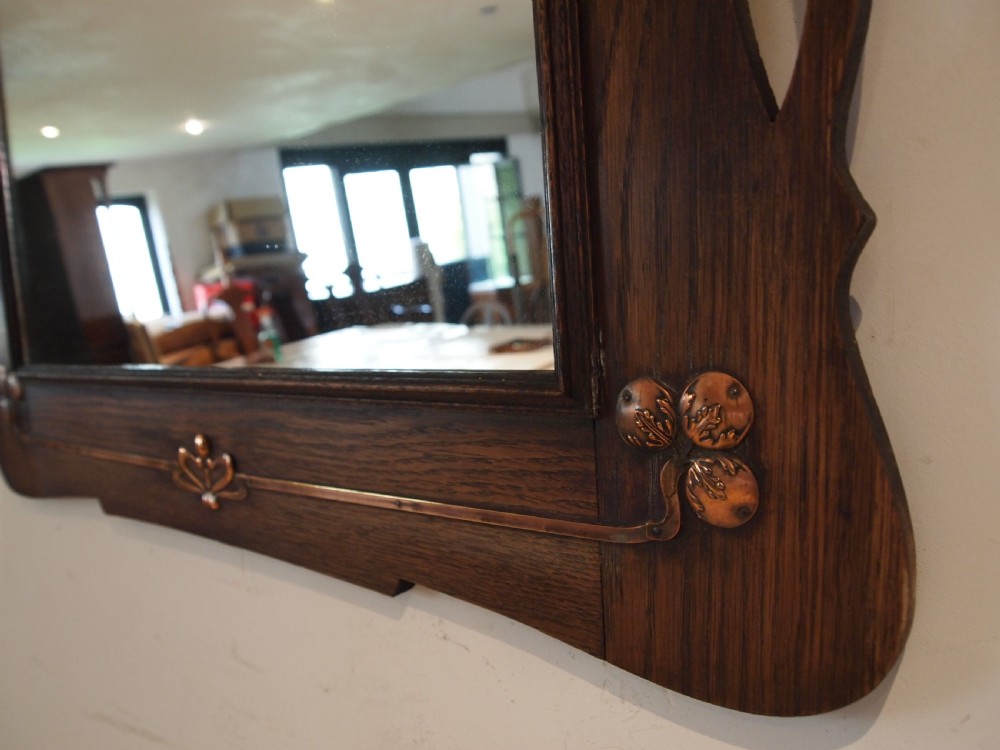Mirror Arts and Crafts Oak Copper c1900 View IX
